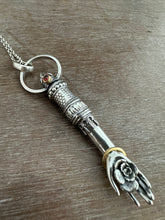 Load image into Gallery viewer, Hand pendant with a flower on the palm and gold accents