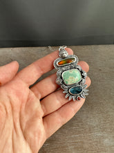 Load image into Gallery viewer, Multi stone pendant with Synthetic opal, variscite, kyanite, and jasper