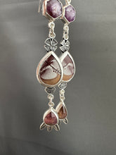 Load image into Gallery viewer, Ruby, Sonoran Jasper, and Tourmaline dangle earrings