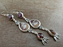 Load image into Gallery viewer, Ruby, Sonoran Jasper, and Tourmaline dangle earrings