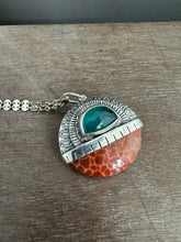 Load image into Gallery viewer, Snakeskin carnelian and amazonite medallion