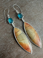 Load image into Gallery viewer, Apatite and Cherry Creek Jasper Earrings