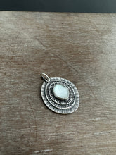 Load image into Gallery viewer, Layered silver and mother of pearl eye pendant