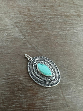 Load image into Gallery viewer, Layered silver and turquoise eye pendant