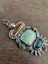 Load image into Gallery viewer, Multi stone pendant with Synthetic opal, variscite, kyanite, and jasper