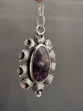 Load image into Gallery viewer, Lepidolite in Tourmaline Moon Pendant