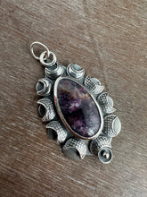 Load image into Gallery viewer, Lepidolite in Tourmaline Moon Pendant