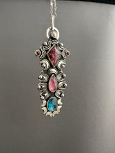 Load image into Gallery viewer, Multi stone pendant with a Winza Sapphire, Tourmaline, Kyanite, Garnets, and a Pearl