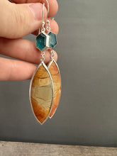 Load image into Gallery viewer, Apatite and Cherry Creek Jasper Earrings