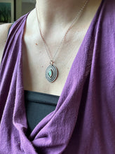 Load image into Gallery viewer, Layered silver and labradorite eye pendant