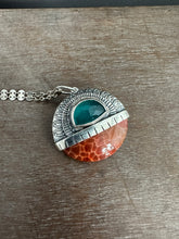 Load image into Gallery viewer, Snakeskin carnelian and amazonite medallion