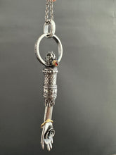 Load image into Gallery viewer, Hand pendant with a flower on the palm and gold accents