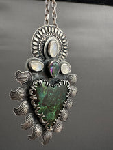 Load image into Gallery viewer, Parrot wing chrysocolla Sacred Heart with mystic topaz and moonstones