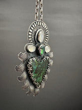 Load image into Gallery viewer, Parrot wing chrysocolla Sacred Heart with mystic topaz and moonstones