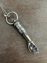 Load image into Gallery viewer, Hand pendant with a flower on the palm and gold accents