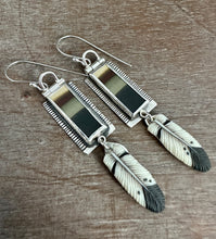 Load image into Gallery viewer, Brazilian Polychrome Jasper Earrings with porcelain feathers