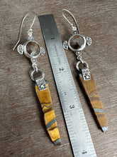 Load image into Gallery viewer, Bronze Sapphire and Tiger Eye Slice Earrings