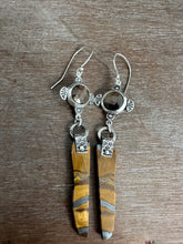 Load image into Gallery viewer, Bronze Sapphire and Tiger Eye Slice Earrings