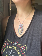 Load image into Gallery viewer, Rainforest Serpentine Sacred Heart with red spinel and garnets