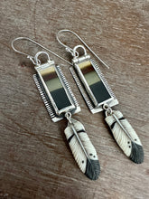 Load image into Gallery viewer, Brazilian Polychrome Jasper Earrings with porcelain feathers
