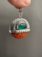 Load image into Gallery viewer, Snakeskin carnelian and amazonite medallion