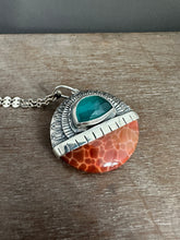 Load image into Gallery viewer, Snakeskin carnelian and amazonite medallion