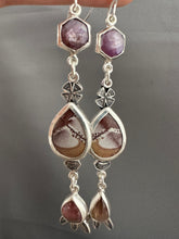 Load image into Gallery viewer, Ruby, Sonoran Jasper, and Tourmaline dangle earrings