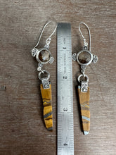 Load image into Gallery viewer, Bronze Sapphire and Tiger Eye Slice Earrings