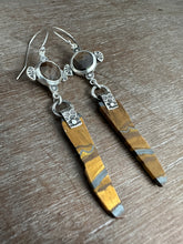 Load image into Gallery viewer, Bronze Sapphire and Tiger Eye Slice Earrings