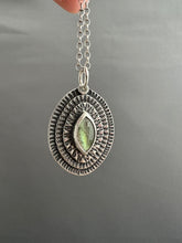 Load image into Gallery viewer, Layered silver and labradorite eye pendant
