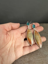 Load image into Gallery viewer, Apatite and Cherry Creek Jasper Earrings