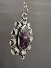 Load image into Gallery viewer, Lepidolite in Tourmaline Moon Pendant