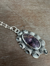 Load image into Gallery viewer, Lepidolite in Tourmaline Moon Pendant