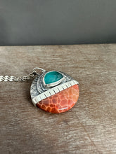 Load image into Gallery viewer, Snakeskin carnelian and amazonite medallion