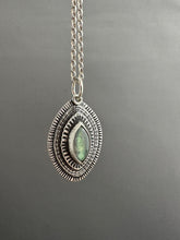 Load image into Gallery viewer, Layered silver and labradorite eye pendant