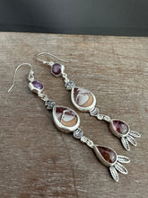 Load image into Gallery viewer, Ruby, Sonoran Jasper, and Tourmaline dangle earrings