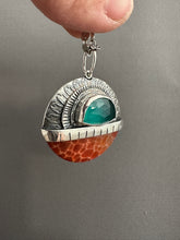 Load image into Gallery viewer, Snakeskin carnelian and amazonite medallion
