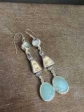 Load image into Gallery viewer, Abalone, Sea Urchin, and Peruvian opal dangly earrings