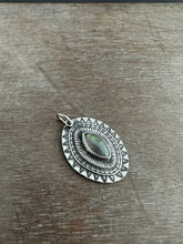 Load image into Gallery viewer, Layered silver and labradorite eye pendant