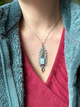 Load image into Gallery viewer, Multi stone pendant with Synthetic opal, Larimar, and Whiskey Quartz