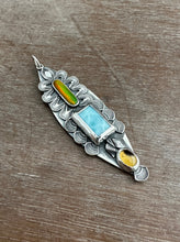 Load image into Gallery viewer, Multi stone pendant with Synthetic opal, Larimar, and Whiskey Quartz