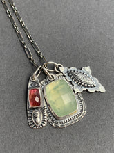Load image into Gallery viewer, Prehnite and pink tourmaline charms