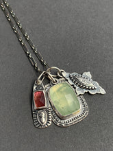 Load image into Gallery viewer, Prehnite and pink tourmaline charms