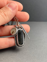 Load image into Gallery viewer, Pyrite in quartz and dendritic agate charms