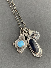 Load image into Gallery viewer, Kazakhstan lavender turquoise and sapphire charm necklace