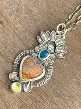 Load image into Gallery viewer, Fossilized coral sacred heart pendant