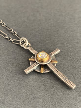 Load image into Gallery viewer, Small moissanite and gold cross