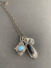 Load image into Gallery viewer, Kazakhstan lavender turquoise and sapphire charm necklace