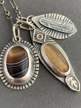 Load image into Gallery viewer, Gold rutilated quartz and Botswana agate charms