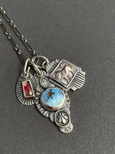 Load image into Gallery viewer, Kazakhstan lavender turquoise and tourmaline charm necklace